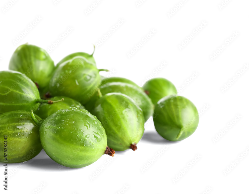 Heap of fresh gooseberries on white background Heap of fresh gooseberries on white background