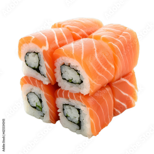 four pieces of sushi stacked on top of each other