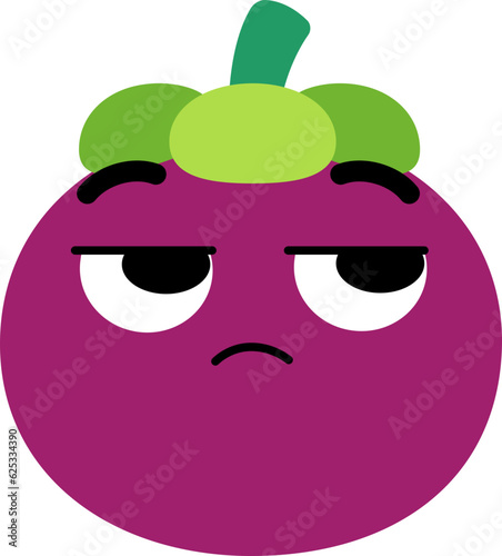 Mangosteen Face Looking Right Mistrust