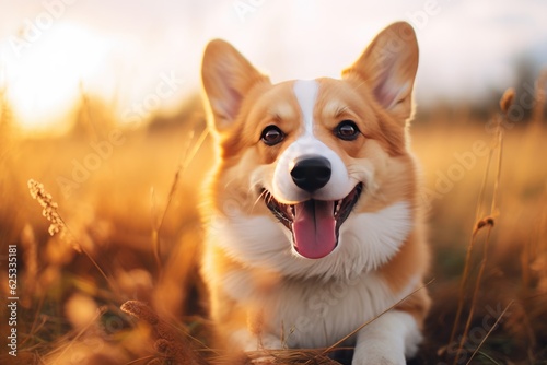 Happy dog smiles. ai generative