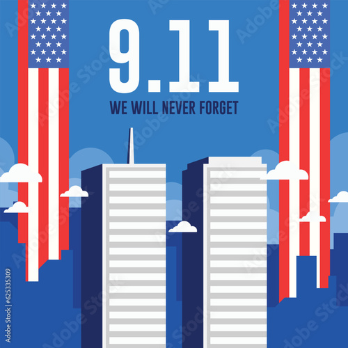 9 11 patriot day flat background template