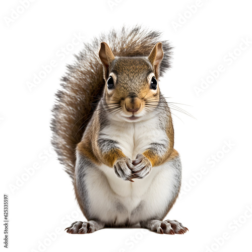 Eastern grey squirrel eat nut, hold nut, transparent background photo