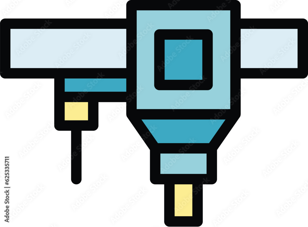 Industry cnc machine icon outline vector. Lathe equipment. Work tool color flat Industry cnc machine icon outline vector. Lathe equipment. Work tool color flat