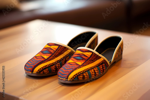 Babouches - Morocco - Pointed-toe leather slippers with a curved upper (Generative AI) photo