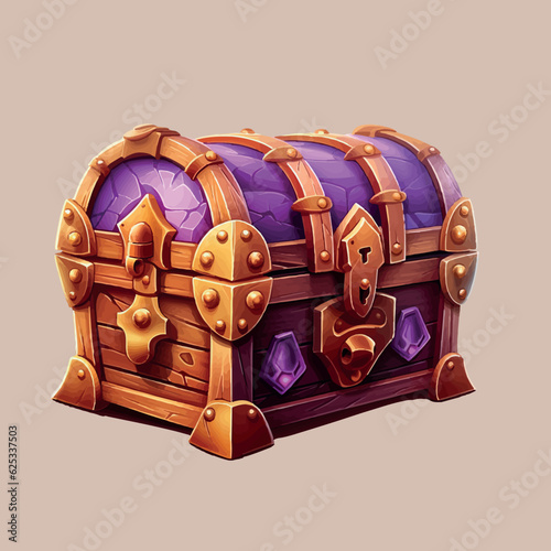 Vector treasure chest icon in fantasy rpg game style.