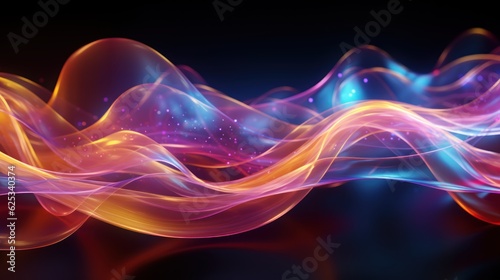 Abstract Neon background Glowing dynamic lines. abstract futuristic background with pink blue glowing neon moving high speed wave lines and bokeh lights. Data transfer concept. Made With Generative AI