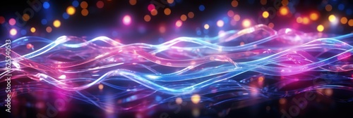 Abstract Neon background Glowing dynamic lines. abstract futuristic background with pink blue glowing neon moving high speed wave lines and bokeh lights. Data transfer concept. Made With Generative AI