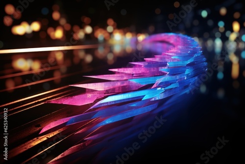 Abstract Neon background Glowing dynamic lines. abstract futuristic background with pink blue glowing neon moving high speed wave lines and bokeh lights. Data transfer concept. Made With Generative AI