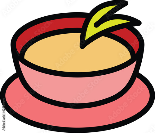 Broccoli cream soup icon outline vector. Gazpacho bowl. Mushroom food color flat