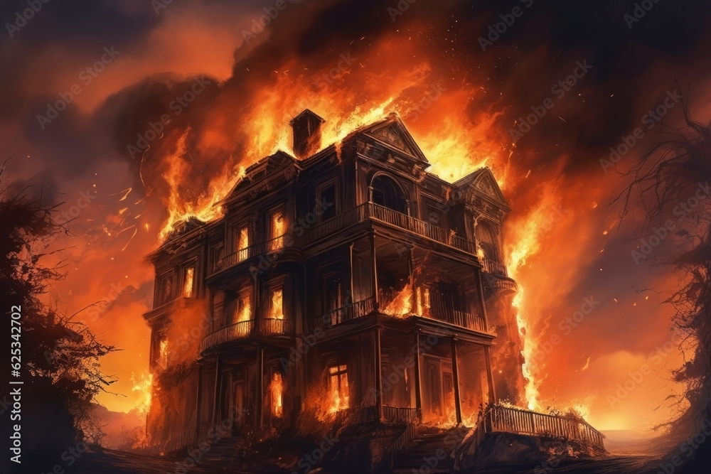 flaming hot. exploding house. flaming hot. exploding house.