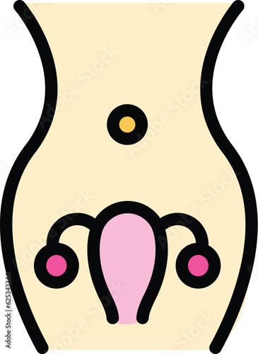 Reproductive health icon outline vector. Female uterus. Woman organ color flat