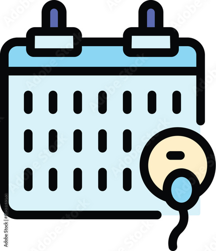 Ovulation calendar icon outline vector. Menstruation period. Menstrual cycle color flat