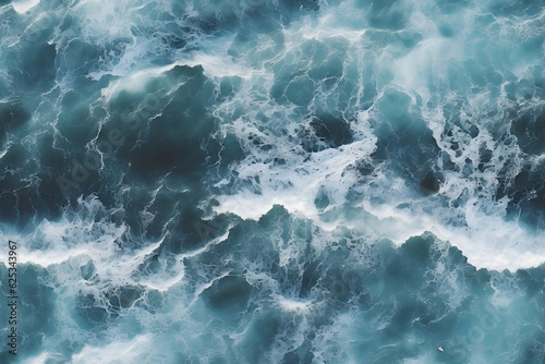 Ocean Waves, Aerial Seamless Repeating Image, Generative AI