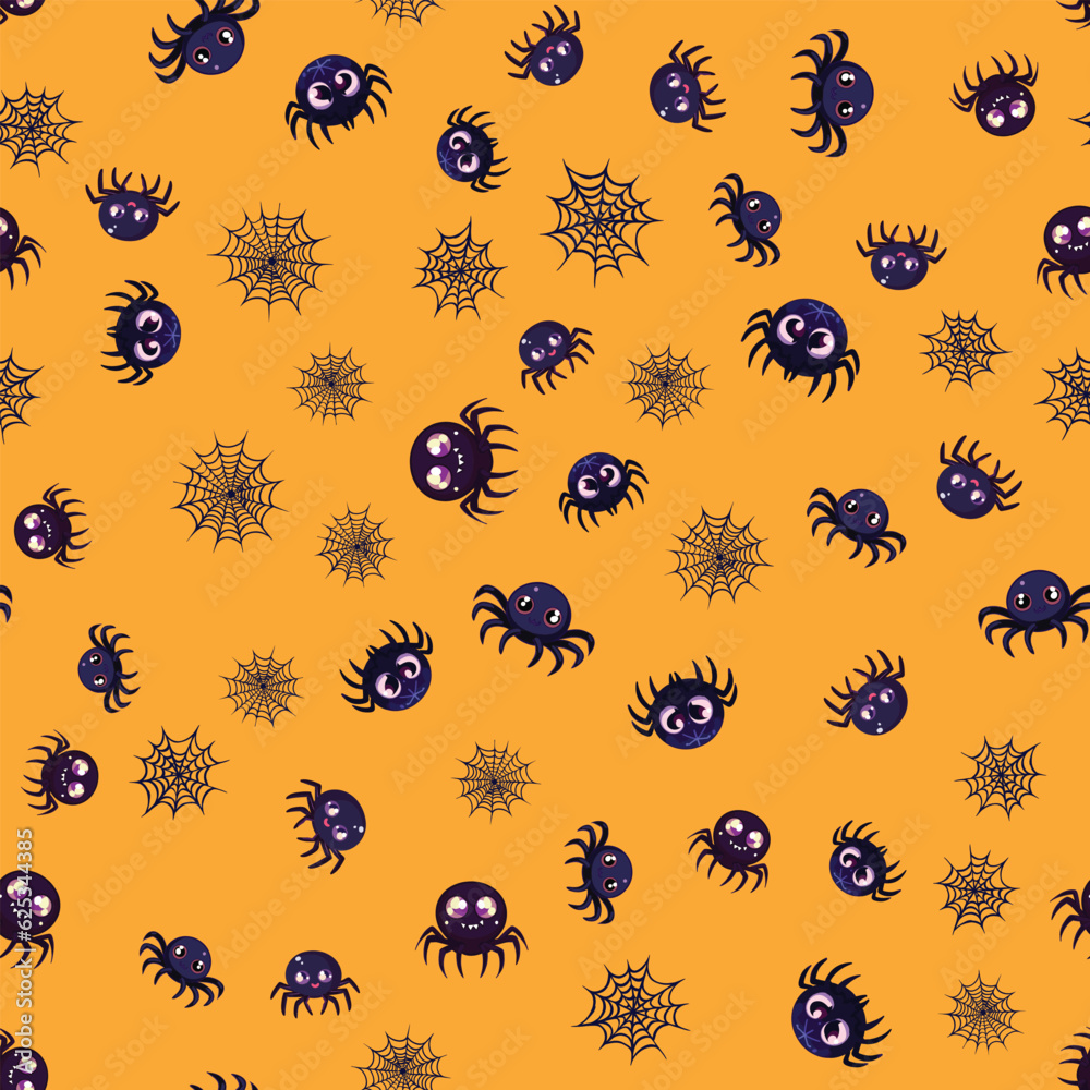 Cute Halloween seamles pattern with various horor and spooky element for fabric design, background, template, layout, print paper. Cute Halloween seamles pattern with various horor and spooky element for fabric design, background, template, layout, print paper.