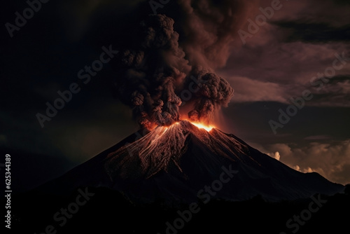 fire in the mountain. volcano eruption. 