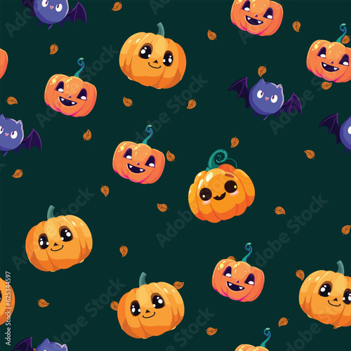 Cute Halloween seamles pattern with various horor and spooky element for fabric design  background  template  layout  print paper.