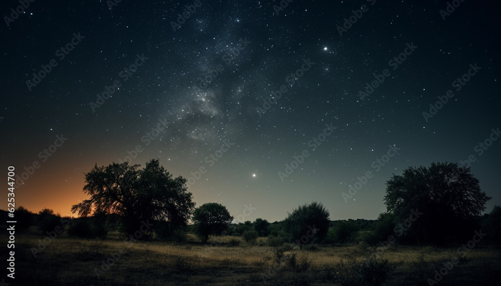 Tranquil star field illuminates nature beauty in panoramic landscape generated by AI Tranquil star field illuminates nature beauty in panoramic landscape generated by AI