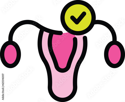 Health uterus icon outline vector. Ovary exam. Woman anatomy color flat