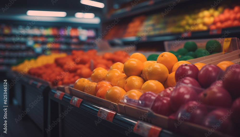 Abundance of Fresh Organic Vegetables in Large Supermarket Aisle generated by AI