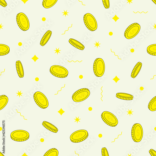 Seamless pattern on a financial theme. Bank background in simple style. Icons on the banking theme. Vector illustration.