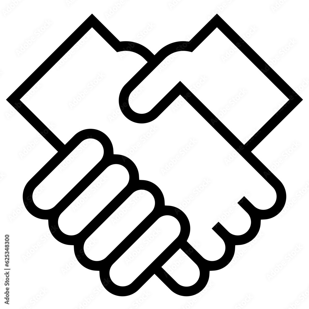 Partnership handshake icon. A single symbol with an outline style