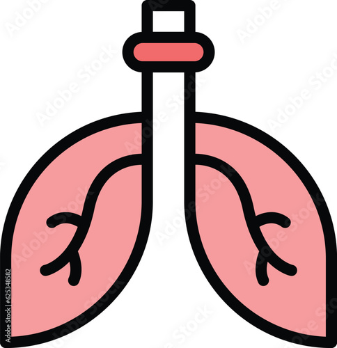Vaccine lungs icon outline vector. Health chest. Cancer xray color flat