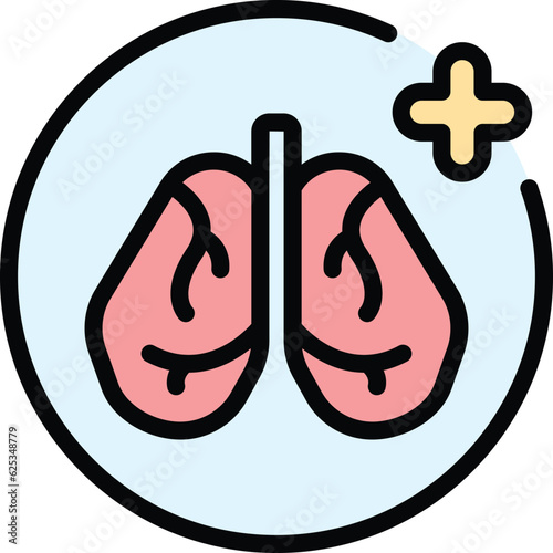 Healthy kid lungs icon outline vector. Hospital roentgen. Chest lung color flat