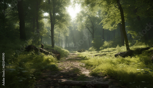 Walking through the spooky forest, surrounded by mystery and horror generated by AI
