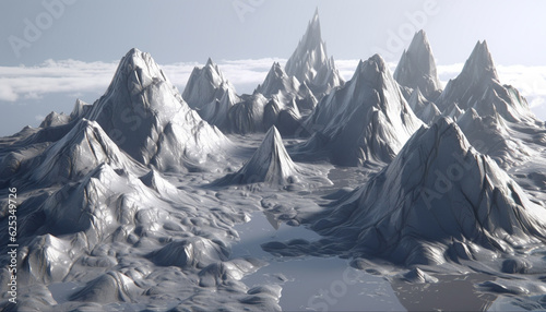 Majestic mountain peak in extreme terrain, surrounded by snow and ice generated by AI © djvstock