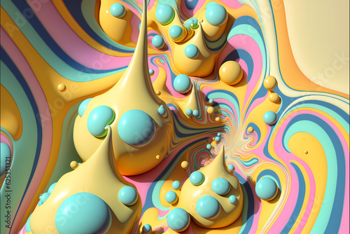 Abstract Background with Liquid Bubble Shapes made with Generative AI