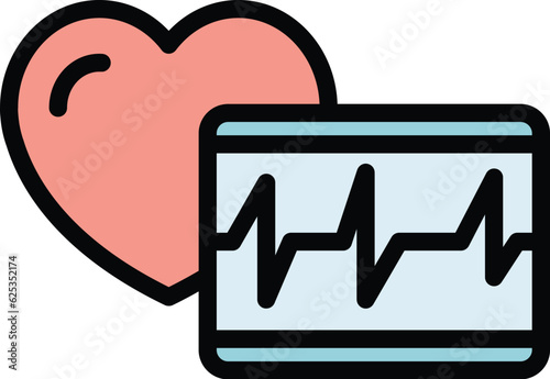 Heart diagnostic icon outline vector. Medical care. Health cardiology color flat