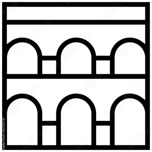 segovia aqueduct icon. A single symbol with an outline style photo