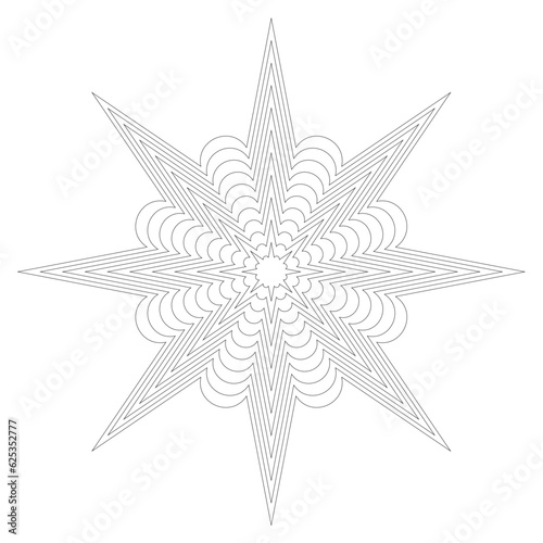 Decorative geometric figure. Black outline guilloche design element. Abstract background for certificate or diploma and currency design
