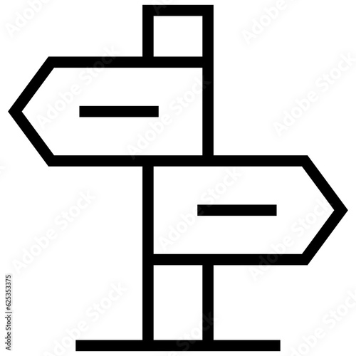 signpost icon. A single symbol with an outline style