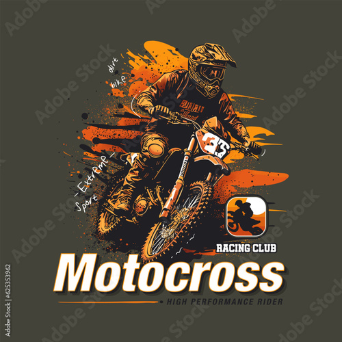 Motocross rider on a motorcycle. Vector illustration