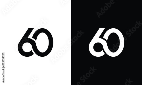 minimal initial letter go initial number 60 simple vector on a black and white background.