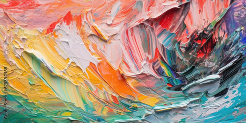Closeup of abstract rough colorful art painting texture. AI-generated image
