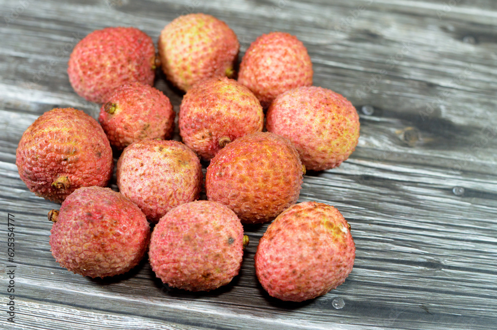 Lychee fruit, Litchi chinensis, a monotypic taxon and the sole member