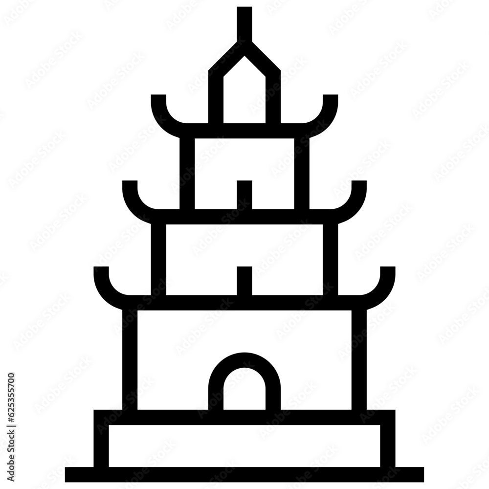 thien mu pagoda icon. A single symbol with an outline style