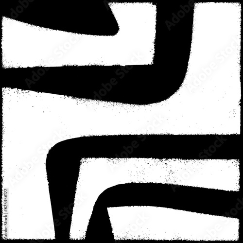 Original handmade texture stencil with abstract motifs in black and white