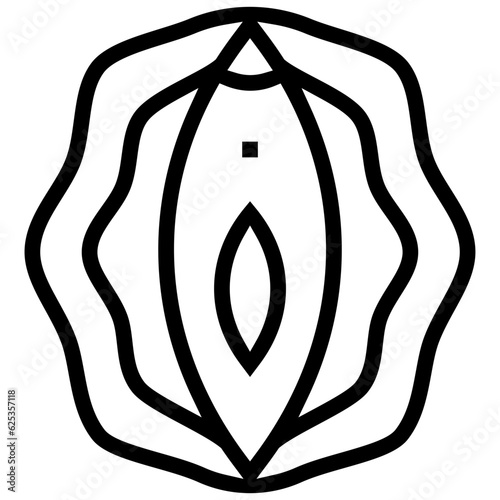 vulva icon. A single symbol with an outline style