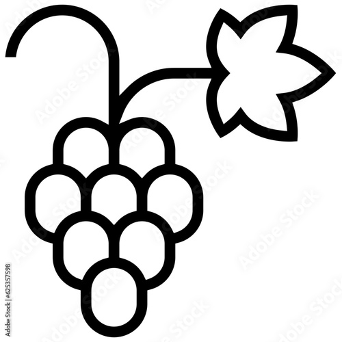 white grapes icon. A single symbol with an outline style