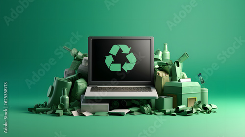 Recycling-Symbol auf einem Laptop Recycling und Nachhaltigkeit Generative AI