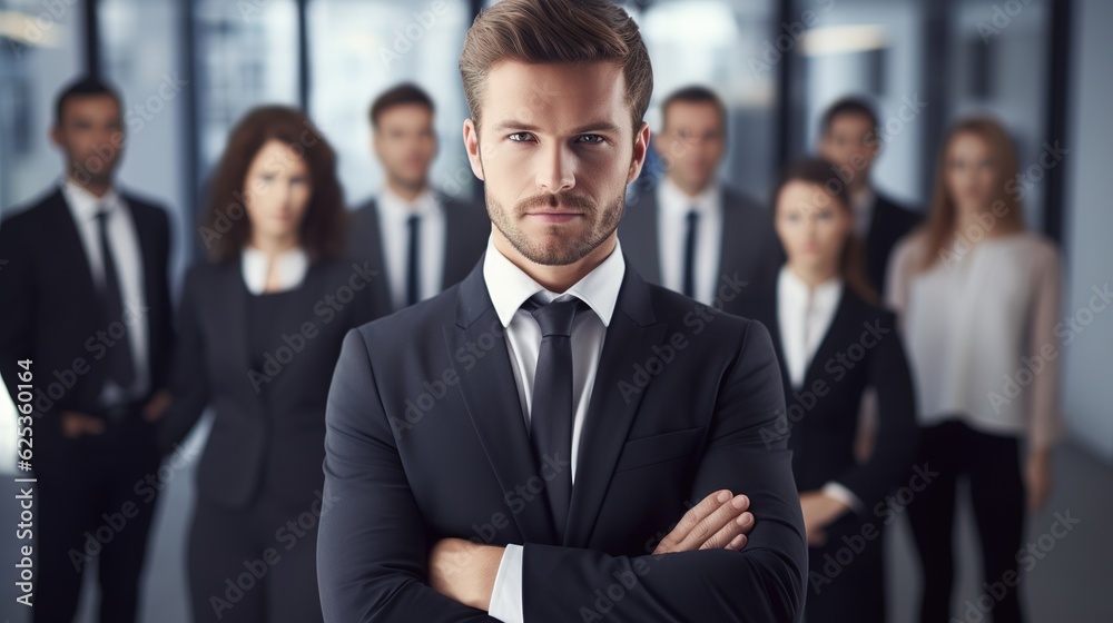 businesswoman standing in office, looking at camera, ceo or manager