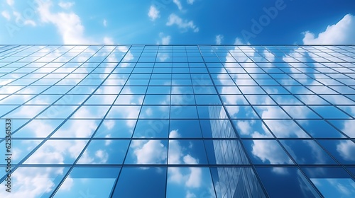 Windows of Skyscraper Business Office with blue sky  Corporate building in city with generative ai