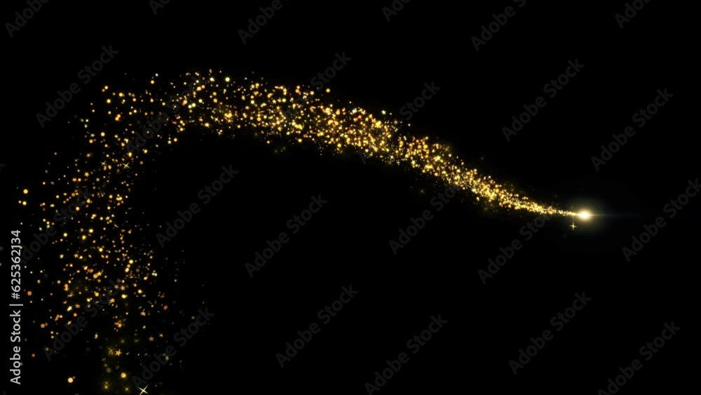 Golden Glitter Light circle particles sparkles. dust trail Parkling shine glow wave. Magic shimmer light sparks background Birthday, Anniversary, new year 2024, event, Christmas, Festival, Diwali.