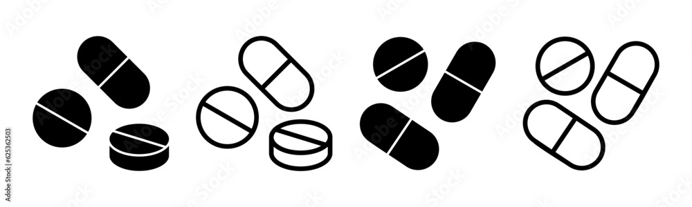 Φωτογραφία Pills icon set illustration. capsule icon. Drug sign and symbol