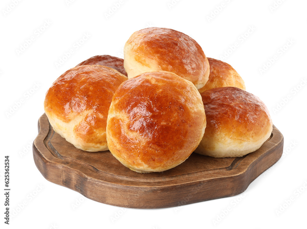 Tasty scones prepared on soda water isolated on white Tasty scones prepared on soda water isolated on white