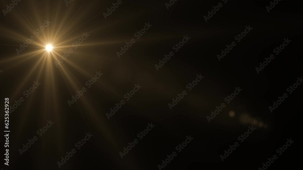 Optical lens flare effect light rays on black and green background ...