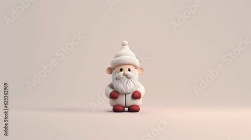 Cute little Christmas Santa Claus figurine in front of a grey background